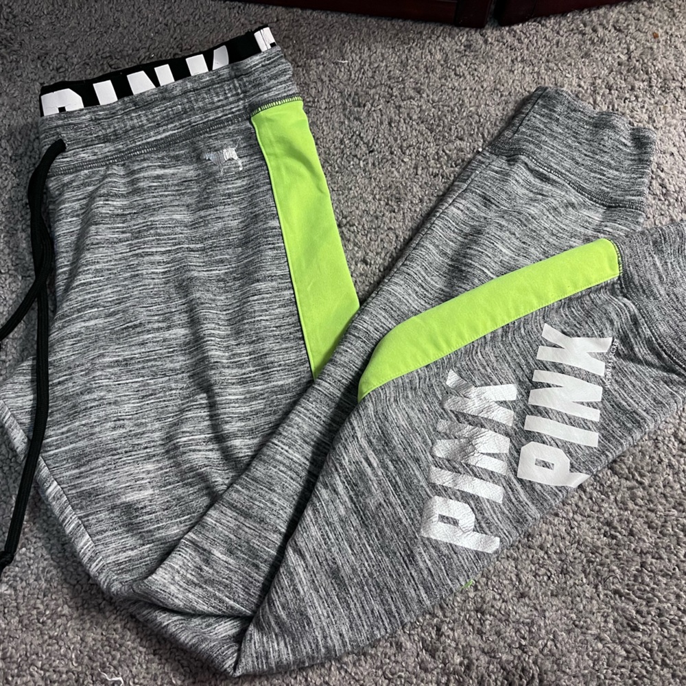 Pink victorias secret jogger gray neon green
